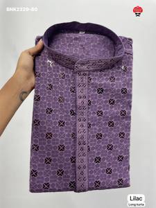 Kurta de hombre de rayón de alta calidad con trabajo de Chikankari Chiffli, de manga larga y completa, y conjunto de pijama de algodón. Colección de exportación india. - Product Image 6