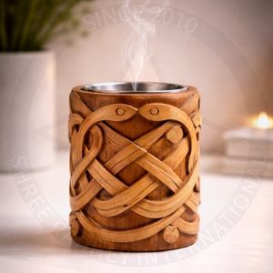 Hand Carved Teak Wood Bakhoor Arabic Incense Oud Burner Ramadan <b>Eid</b> <b>Gift</b> Home Decor - Product Image 6