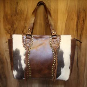 Bolso Tote de Cuero Vacuno, Elegante Bolso de Hombro con Pelo de Vaca, Nuevo Bolso de Mano, Bolso de Compras Elegante para Mujer - Product Image 1