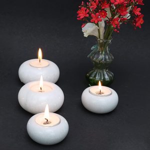Handmade White Marble <b>Tealight</b> Candle Holder Decorative for Home Decor Table Centerpiece Diwali Festive Lighting - Product Image 5