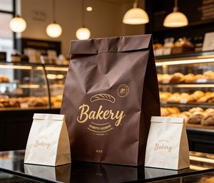 Sacs en papier kraft personnalisés pour l'emballage alimentaire en gros avec logo OEM/ODM, sacs de boulangerie avec poignée longue - Product Image 1