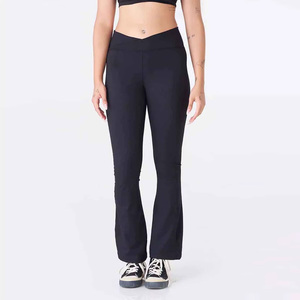 Black White Striped Yoga Set Racerback Crop <b>Top</b> High Waist Flare Pants Full Length Spandex Polyester Breathable Workout Wear - Product Image 5