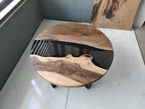 <b>Black</b> Epoxy <b>Table</b> Wooden Accent <b>Table</b> <b>Round</b> <b>Side</b> <b>Table</b> Handmade Furniture Live Edge <b>Table</b> Rustic Modern <b>Table</b> Natural Wood - Product Image 3