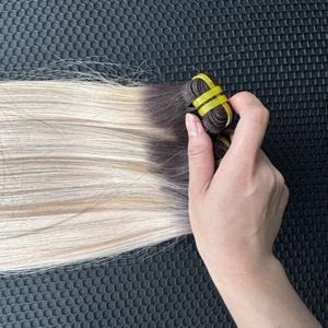 Precio al por mayor 100% Raw Virgin Vietnamese Human Lace Wig Weft Straight Ombre Ash Color Super Double Drawn Extensiones de cabello - Product Image 2