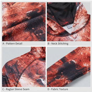 Men's Full Sleeve Hooded Sublimation Print Long Sleeve Quick Dry Moisture Wicking Pullover Hoodie Red Camo Pattern Leisure <b>Top</b> - Product Image 6