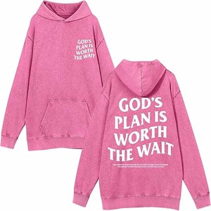 Sudadera con Capucha de Gran Tamaño con Parche de Chenilla con Letras Griegas, Diseño 'El Plan de Dios Vale la Pena', Personalizada para Hermandades, Fraternidades y Universidades - Product Image 1