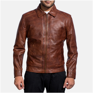 High Quality Casual Solid Color <b>Men's</b> <b>Leather</b> <b>Jackets</b> Durable Fitted Stand Collar Winter High Street Style <b>jacket</b> for <b>men</b> - Product Image 3