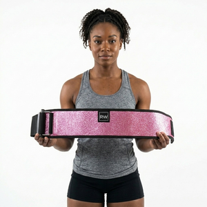 Ceinture de musculation rose pailletée RW avec boucle réglable, soutien lombaire unisexe pour l'entraînement de force - Product Image 3