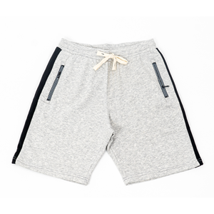 Shorts Bermuda en coton gris pour homme avec bande latérale et taille élastique – Tenue décontractée et sportive - Product Image 1