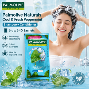 Shampooing Palmolive Naturals Cool & Fresh à la menthe poivrée 6g x 640 sachets |   Contrôle du sébum et rafraîchissement du cuir chevelu 2-en-1 - Product Image 5