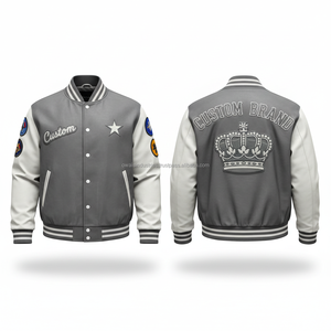 Custom Wool Stand Collar Front Logo Windproof Body Sleeves Varsity <b>Jacket</b> OEM Letterman Embossed Baseball <b>Jacket</b> Private Label - Product Image 2