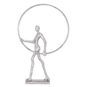 Estatuas Abstractas de Pensadores Plateadas (Juego de 3) arte contemplativo clásico, cada figura muestra una postura introvertida distintiva: cabeza hacia abajo - Product Image 2