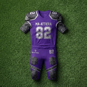 Custom Purple American Football Jersey <b>Padded</b> <b>Pants</b> Set Team Uniform Sportswear Wholesale Manufacturer Supplier - Product Image 6