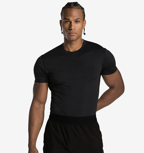 <b>Men's</b> <b>Black</b> <b>Slim</b> <b>Fit</b> Short Sleeve O-Neck Knitted T-<b>Shirt</b> Casual Solid Color Workout Top - Product Image 1