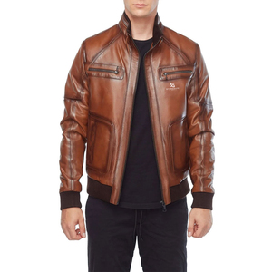 <b>Vintage</b> Leather <b>Jacket</b> Men Classic Genuine Leather <b>Motorcycle</b> Biker Winter Casual Outerwear Streetwear OEM - Product Image 3