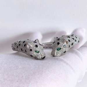 Platinum Diamond Panther <b>ring</b> With <b>Emerald</b> Eyes Luxury Women's Jewelry GIA Certified Round Brilliant Cut D Color Natural Diamond - Product Image 1
