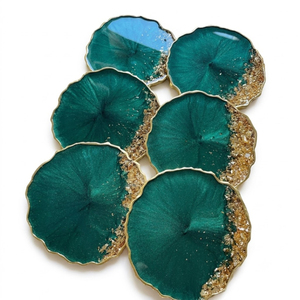 Luxury <b>Pink</b> Floral Epoxy Resin Coasters Set Handmade Gold Flakes Flower Cup Mat Modern <b>Home</b> <b>Decor</b> Heat Resistant Placemat Bulk - Product Image 5