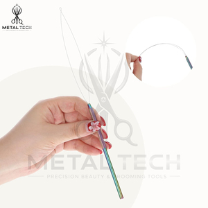 Rainbow Hair Extension Loop <b>Needle</b> Wire <b>Threader</b> Pulling Hook for Micro Ring Link Silicone Beads I-Tip Feather Installation Tool - Product Image 2