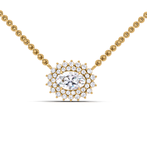 IGI Certified Lab Grown Diamond Oval Cut Double Halo Pendant in 9K Yellow / Rose & White Gold Luxury <b>Cluster</b> Design - Product Image 4