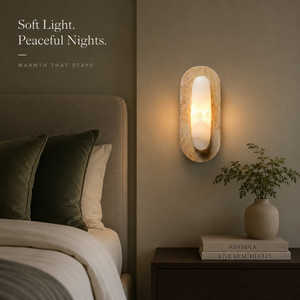 Modern Natural Stone LED <b>Wall</b> <b>Sconce</b> E26 Marble Shade Minimalist Luxury Indoor <b>Lighting</b> Fixture for Bedroom Hotel Living - Product Image 4
