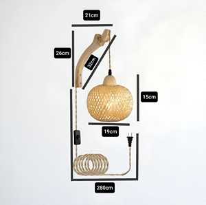 Handmade Bamboo Woven <b>Wall</b> <b>Sconce</b> Retro Farmhouse Bedside Lamp Eco Friendly <b>Wall</b> <b>Light</b> Fixture OEM Supplier Vietnam - Product Image 2