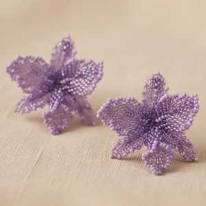 Pendientes de Flores con Cuentas de Lavanda, Pendientes Florales Hechos a Mano, Joyería Estética Elegante, Pendientes para Fiestas para Mujer - Product Image 2
