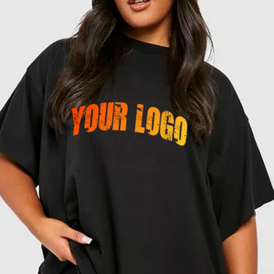 Camiseta Negra Oversize para Mujer a Precio Económico, Cuello Redondo, Manga Corta, 100% Algodón Jersey, Corte Holgado, Logotipo Estampado, Casual, para Todas las Temporadas - Product Image 3