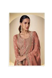 Proveedor de conjuntos de ropa étnica india y pakistaní de primera calidad, de seda Simar con top y dupatta bordados, desde India. - Product Image 2