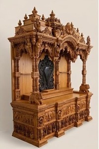 Custom Made Hand Carved Teak Wood Indian Temple Home Decor Traditional Design <b>Mandir</b> California - Product Image 5