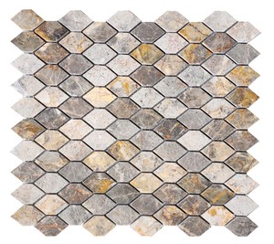 Mosaico Hexagonal Puntiagudo de Mármol Mixto, Revestimiento de Pared Moderno para Baño, Resistente al Agua, Piedra Pulida, Estilo Contemporáneo - Product Image 5