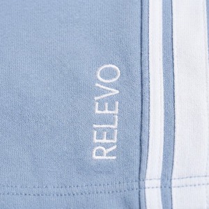 <b>Men's</b> Light Blue Cotton Bermuda <b>Shorts</b> With <b>White</b> Side Stripes Drawstring Waist Casual Wear Relevo Logo - Product Image 4