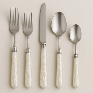 Ensemble de couverts en bois avec manches à motifs noirs, design bohème, couverts réutilisables pour le camping - Product Image 6