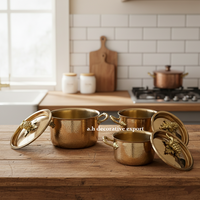 Ensemble de casseroles de luxe en acier inoxydable martelé à la main, design européen écologique, poignées en acier inoxydable, qualité gastronomique