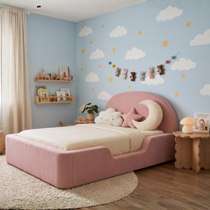 Lit de sol en mousse rose moderne, confortable et écologique pour tout-petits, rembourré en velours, compressé sous vide pour chambre à coucher - Product Image 5