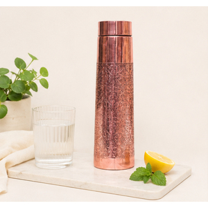 Handcrafted Pure Copper Water <b>Bottle</b> with Intricate Taper Etched Floral Design Ayurvedic Leak-Proof Yoga <b>Flask</b> In Lowest Price - Product Image 6