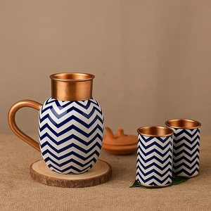 Pichet à eau en cuivre pur de haute qualité, élégant, fait main, pour la conservation des liquides, vaisselle de restaurant et d'hôtel, collection de luxe - Product Image 1