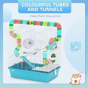 Light Blue 4-Tier Hamster Cage with <b>Exercise</b> <b>Wheel</b> Water Bottle Food Dish Ramps 22.8\" X 14.2\" X 25.6\" for Breeding - Product Image 5