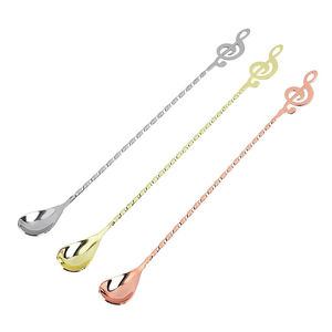 Cuillère de bar en acier inoxydable pour cocktails, motif symbole musical, compatible lave-vaisselle, pour restaurants et traiteurs - Product Image 1
