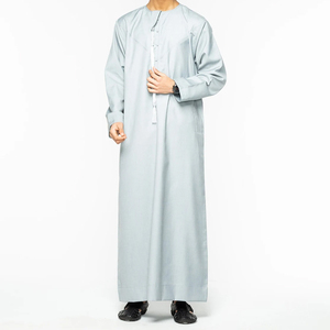 Abelin Modern Kuwait Style Arabic Saudi Long Sleeve Modest Ankle Length <b>Mens</b> <b>Thobes</b> Jubbah Plus Size Solid Polyester Thermal - Product Image 1