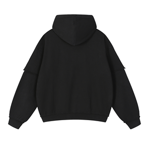 Sweat à capuche Raw Edge en molleton de coton double couche, respirant, séchage rapide, écologique, coupe ample. - Product Image 2