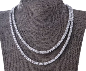 Hip Hop Style Women's Double Layer Moissanite Tennis <b>Necklace</b> Round Brilliant Cut Luxury Sparkly <b>Chain</b> - Product Image 3