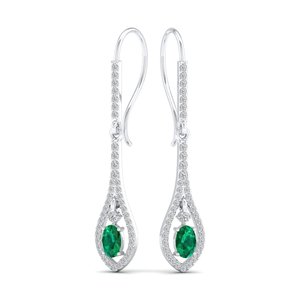 REYES Wholesale Price 14K Solid Gold Emerald Gemstone <b>Dangle</b> Drop <b>Earrings</b> For Women GRA Certified Moissanite Fine Jewelry - Product Image 1