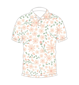 Mens <b>White</b> Peach Floral Print <b>Polo</b> Shirt Short Sleeve Casual Summer Golf Shirt - Product Image 1
