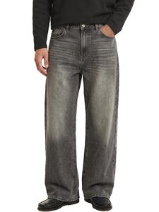 Pantalones Vaqueros de Mezclilla Rectos de Cintura Media para Hombre, Estilo Vintage, Ajustados, con Bolsillos, Ligeramente Elásticos, de Pierna Ancha, Largos - Product Image 4