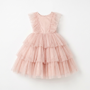 Robe d'été en tulle sans manches pour filles, style princesse rose, longueur genou, avec lacets au dos, robe de soirée - Product Image 3