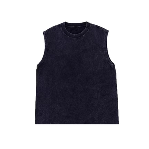 Fournisseur de vêtements de sport en marque blanche, faible MOQ, prix compétitif, débardeurs d'entraînement sans manches, style streetwear oversize délavé à l'acide - Product Image 3