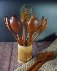 Cuillère en bois ensemble de serveur artisanat en gros fantaisie en bois Long manche servant du thé en vrac cuillères promotionnelles - Product Image 5