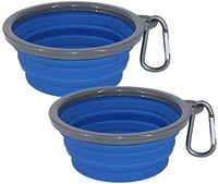 Gamelles pliables portables en silicone pour grands chiens, lot de 2, 34 oz/chaque gamelle, gamelle de base en silicone avec bord en plastique et anneau en D, pliable