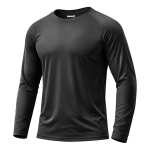 Men Long Sleeve Rash Guard <b>Black</b> Quick Dry Polyester Full Sleeve Adult Swimwear Top <b>Compression</b> <b>Shirt</b> - Product Image 1