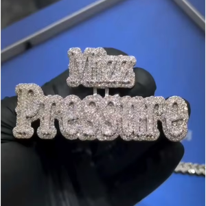 Joyería Hip Hop con Nombre Personalizado, Chapado en Oro Rosa, Plata de Ley 925, Moissanita con Corte Brillante Color D VVS, Certificado GRA, Unisex - Product Image 1